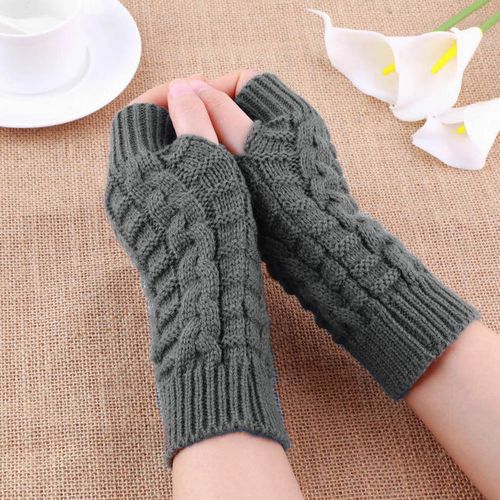 Generic Half Finger Gloves For Women Winter Soft Warm Wool Knitting