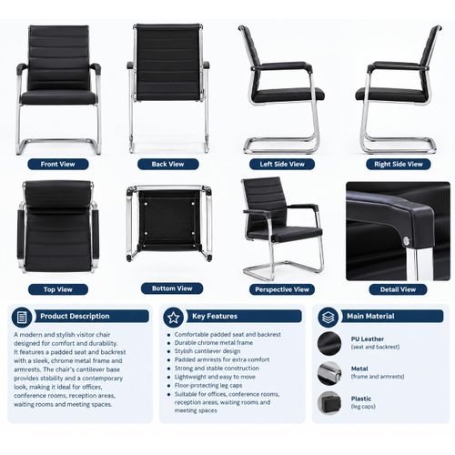 Generic Modern luxury black visitors chair - image 2