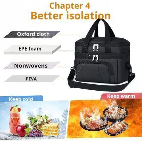 product_image_name-Generic-12L Large Capacity Insulated Lunch Box, Family Size Thermal Food Storage Bag for Office, Picnic & Travel, Hot Cold Temperature Lock, Durable Leakproof Black Bag-3