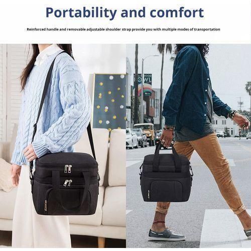 product_image_name-Generic-12L Large Capacity Insulated Lunch Box, Family Size Thermal Food Storage Bag for Office, Picnic & Travel, Hot Cold Temperature Lock, Durable Leakproof Black Bag-7