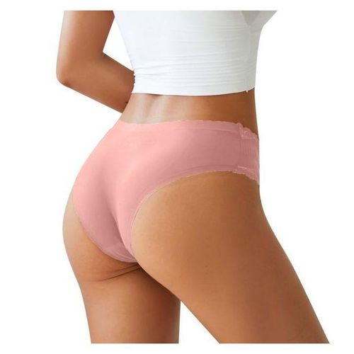 Generic Seamless Lace Splicing Briefs Women's Lace Low Waist Solid  Underpants Women Sexy Seamless Hipster Underwear Brazilian Briefs