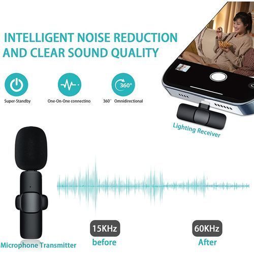 product_image_name-Generic-Plug&Play K8 Wireless Lavalier Microphone For IPhone, Type C,IPad, Lapel Clip-on Mini Wireless Mic For TikTok Vlog YouTube, Facebook Live Stream, Auto-syncs Microphone (NO APP Or Bluetooth)-3