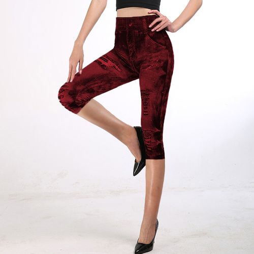 Generic Sports Leggings 3/4 Lady's Yoga Short Women 3xl Wine Red_S