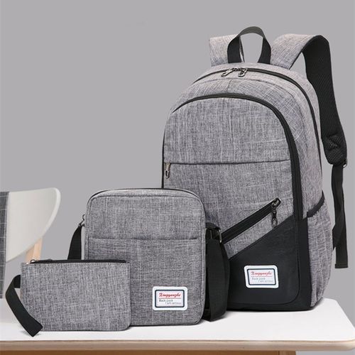 Fashion 3pcs/set School Backpack Shoulder Bag Bookbags Grey Jumia