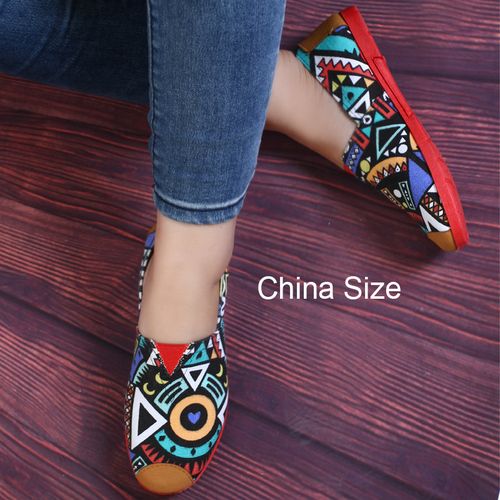 ladies multi coloured flat shoes