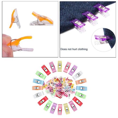 100pcs Sewing Clips Multicolor Craft Clips Plastic Sewing Binding Clamps  Wonder Clips for Quilting Crafting Knitting Crocheting 