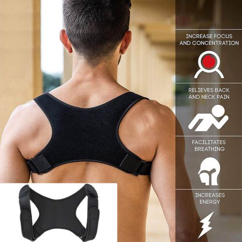 Generic Spine Posture Corrector Protection Back Shoulder Posture Correction  Band Humpback Back Pain Relief Corrector Brace(#Black)