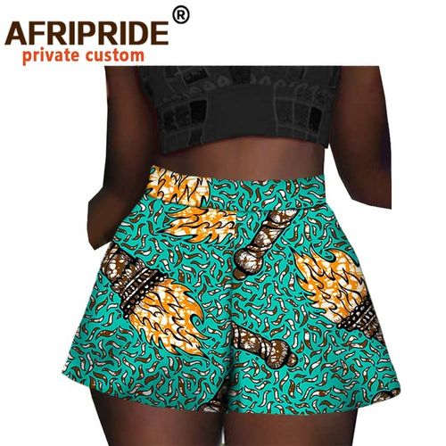 green high waist ankara shorts for ladies