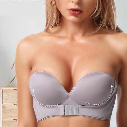 Generic Front Closure Sexy Strapless Bra Women Invisible Push Up Bra  Underwear Lingerie For Female Brassiere Pitted Seamless Bralette