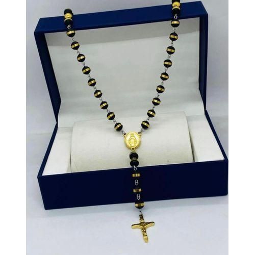 Fashion MEN'S Gold and Black rosary