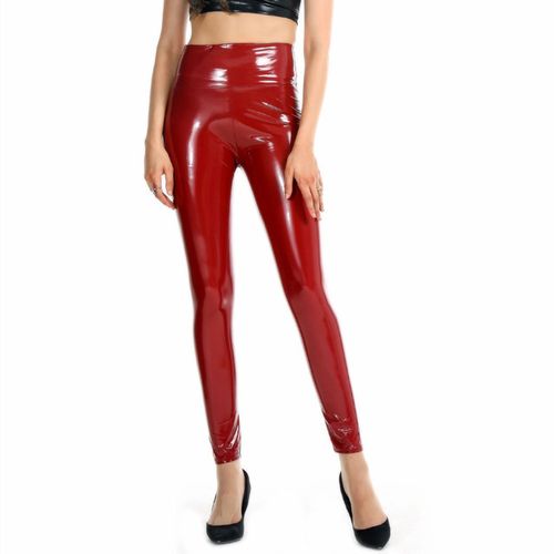 Fashion S-3xl Wet Look Shiny Pvc High Waist Push Up Leggings Faux