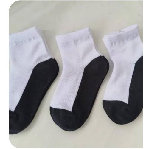 Fashion 6 Pairs - Unisex Multi Purpose School Students Socks - White & Black Under - image 2