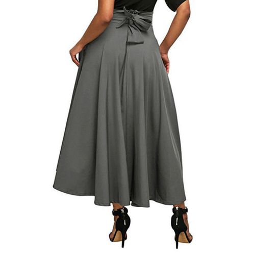 Fashion Hot Solid High Waist Pleated Long Skirts Women Ladies