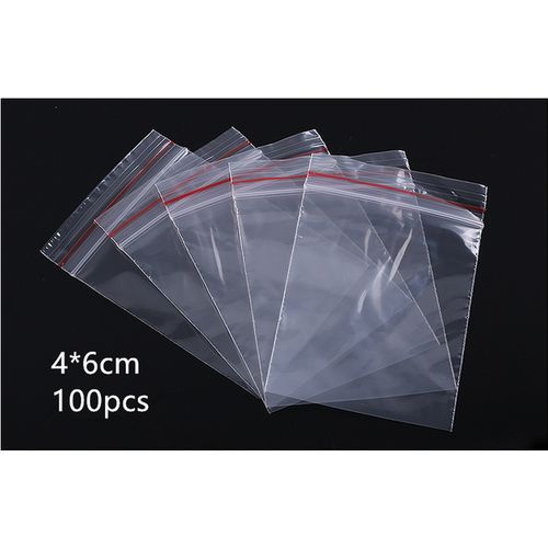 Red Blue Edge Thick Transparent Zip Lock Plastic Bags Small Plastic Zipper  Bag 100PCS Multiple Size