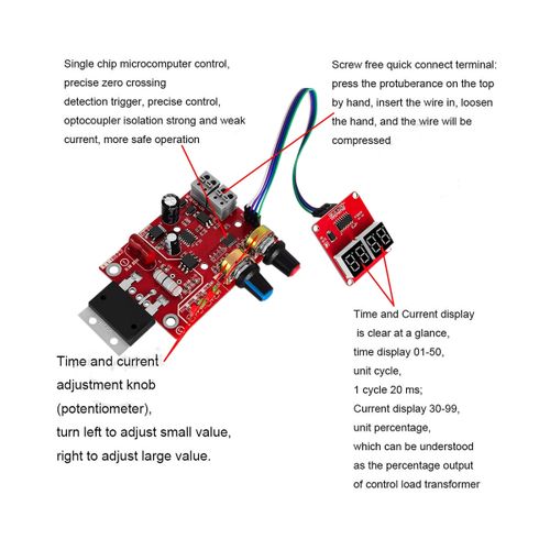 Spot Welder Machine Time Control Board Current Digital Display Controller  40A