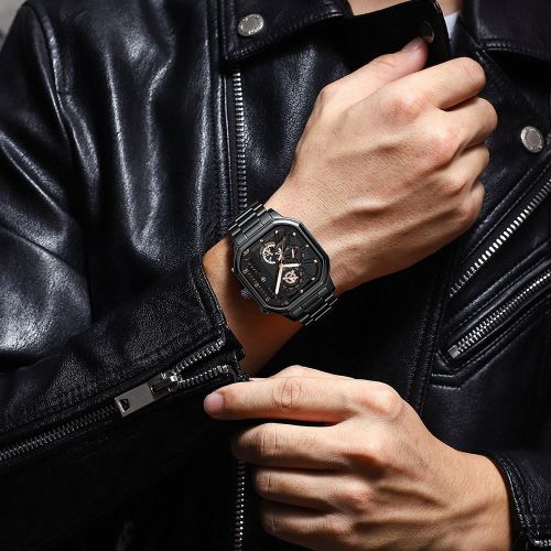 product_image_name-POEDAGAR-Luxury designer black chain chronograph wristwatch -3
