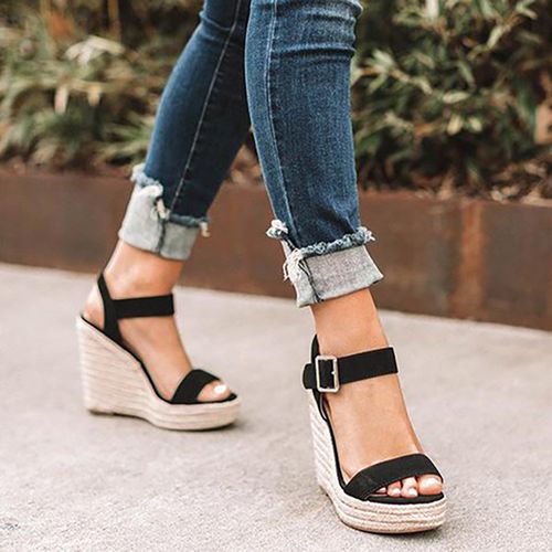 Fashion Women Wedge Heel Platform Sandals Buckle Peep Toe Shoes | Jumia ...