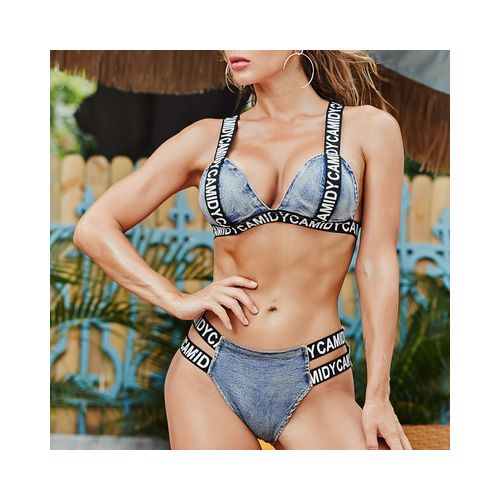 Hot sale women denim bikini set sexy bra low waist shorts beach swimwear  clothing woman swimsuit bikinis