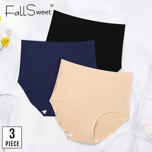 Generic Fallsweet 3pcs Seamless Panties Invisible Underwear Women  Comfortable Briefs Calcinha High Waist Panties Sexy Lingerie