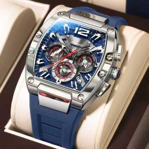 POEDAGAR  Elegance Sophisticated Blue Chronograph Quality Analogue Designer Wristwatch