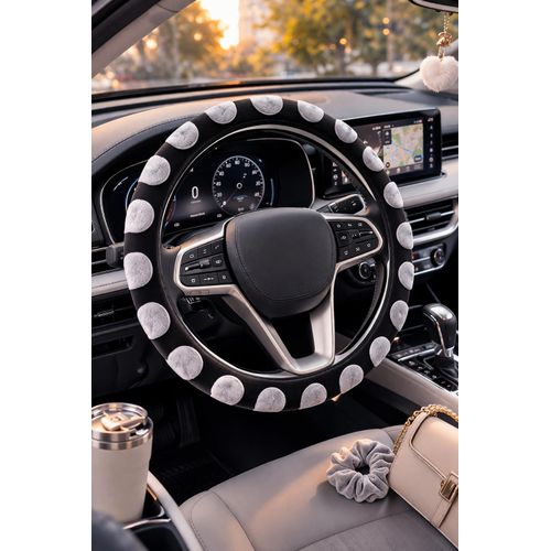 Generic Premium Universal Suede Steering Wheel Cover - Grey and Black - image 2
