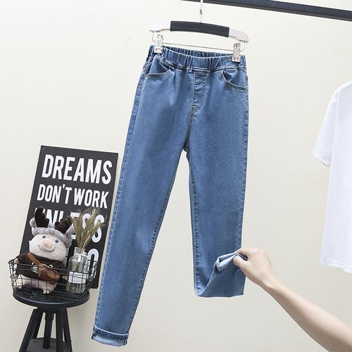 Slim-fit mom jeans in blue stretch denim