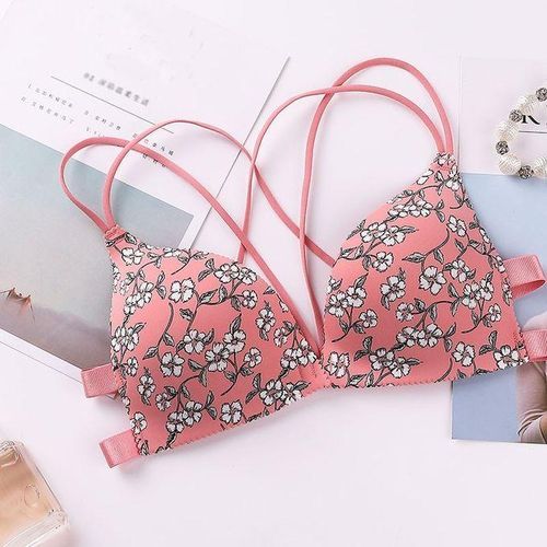 Fancy Bra Panty Set With Women's Floral Print Underwear