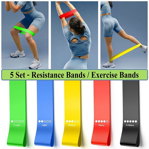 Generic Resistance Bands Fitness Exercise Bands Elastic Set 5 In 1 Yoga  Pilates Sports GYM Fitness Exercise