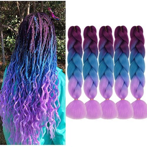 A Rainbow Gradient Color Hair Pre-Stretched Crocheted Hair Filament 26 Inches, Size: One size, Pink