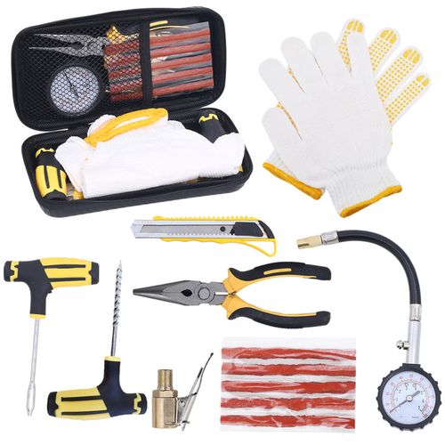 Car Tire Repair Kit With Rubber Strips Bike Tubeless Tyre Puncture Repair  Tools