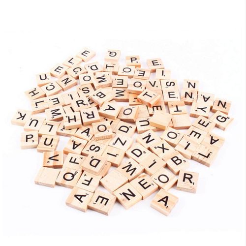 Wooden Alphabet Scrabble Tiles Black Letters Crafts Wood