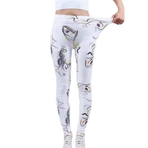 Generic Nducjsi Jogging Workout Femme Leggin Sports Pants Women Fitness  High Waist Yoga Polyester White Floal Print Clothing Gym Running