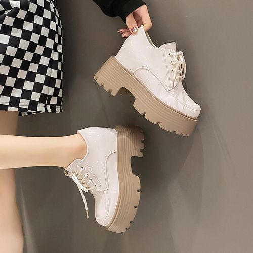 Fashion (Black)Platform Shoes Women Hidden Heel Loafers Fashion Designer  Inner Height Chunky Round Toe JIN | Jumia Nigeria