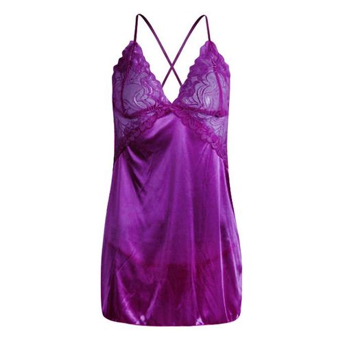 Women Lingerie Backless Sleep Dress Nightwear Lace Mesh Smooth