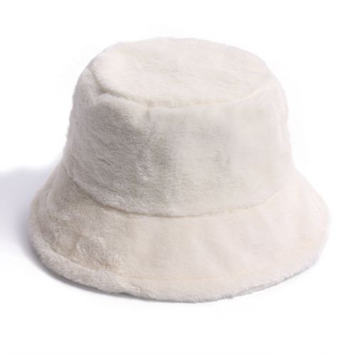 Fashion （White）Fashion Rabbit Fur Buckets Hats For Women Girls Solid Color  Fisherman Hat Autumn Winter Ladies Fishing Cap Warm Panama Hats Thi DON