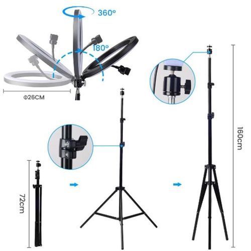 product_image_name-Generic-Ring Lihgt LED 10 Inches, Tripod Stand, Phone Holder & Adapt-4