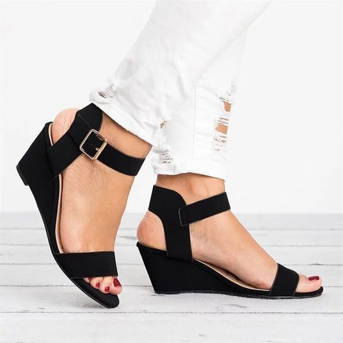 Flangesio Wedge Heel Plus Size Women s Fish Mouth Ladies Sandals