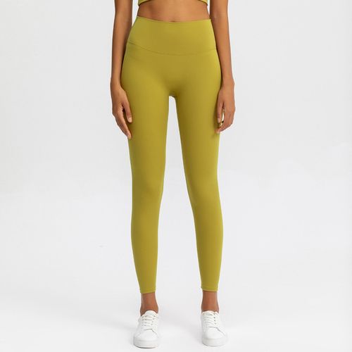 Generic Naked Feel No Camel Toe Sport Leggings Gym Ginger Yellow_S