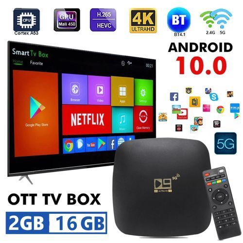 Generic D9 Smart TV Box, Smart TV Set Top Box, 4K HD, 2G + 16G