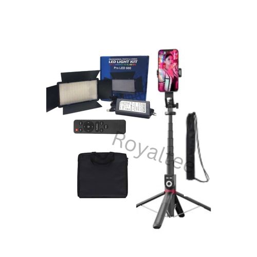 product_image_name-Generic-Led 600 Pro, Light, Remote Control, P225 TK Selfie Stick and Tripod Bags-1