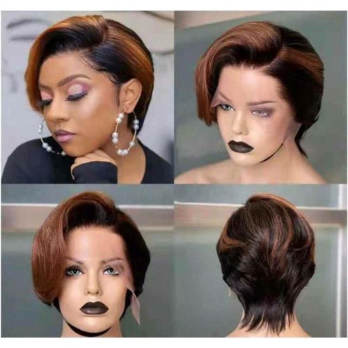 Raquel Short Layered Pixie Cut Huma Hair Wig (Highlighted Brown & Black Edition)