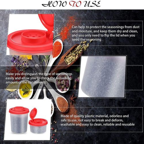 Generic 4 Pieces Spice Containers Clear Plastic Spice Jars with Red