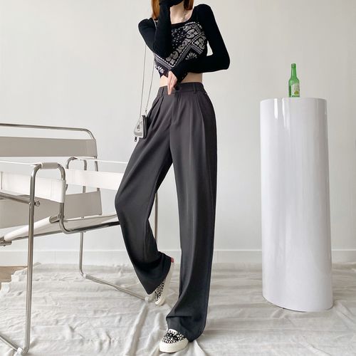 Fashion (A-Heigh150-160cm)Yitimoky Wide Leg Suits Pants For Women