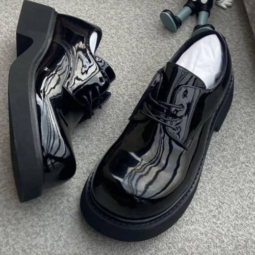 Fashion Men Classic Shoe Premium Glossy Platform Black