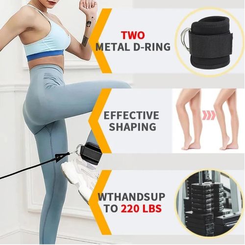 Generic 2pc Strap Cable Hine Resistance Band Adjustable Comfortable Ankle Cuff Glutes Kickbacks, Leg - image 7