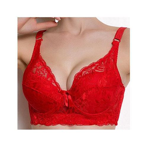 Ladies Sexy Push Up Lace Bra Brassiere Underwire Lingerie Underwear Big  sizes 38D-46D Red