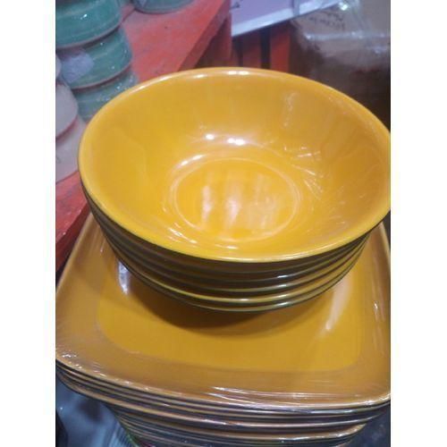Generic Big 12 Pieces Unbreakable Ceramic Bowl & Flat Curved Plates