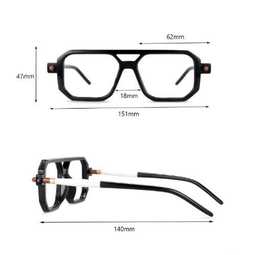 product_image_name-Fashion-Black White Square Double Bridge Anti-blue Light Optical Eyeglasses-8
