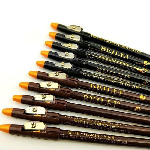 product_image_name-Generic-10PCS EYEBROW EYELINER PENCIL + PENCIL SHARPNER (BLACK  01 & BROWN 02-1