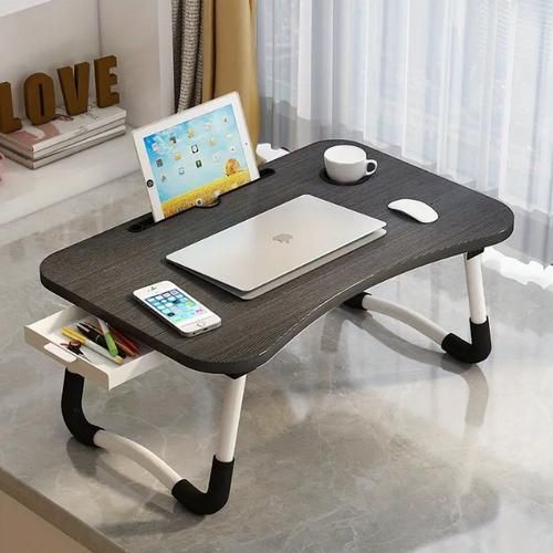 Generic Multifuctional Foldable,Laptop,Reading Table With Cup Holder-With Side Drawer